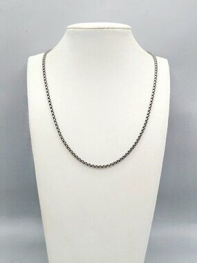 David Yurman Small Box Chain Necklace in Sterling Silver & Titanium, 2.7mm - 22"
